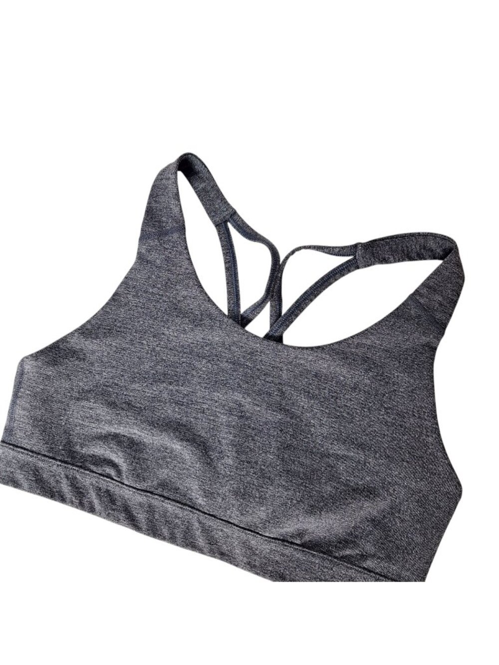 Old Navy Active Sports Bra Lg Blue Gray Heathered Go Dry Cross Back Criss Cross